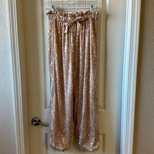 Rose Gold Sparkle Sequin Pants